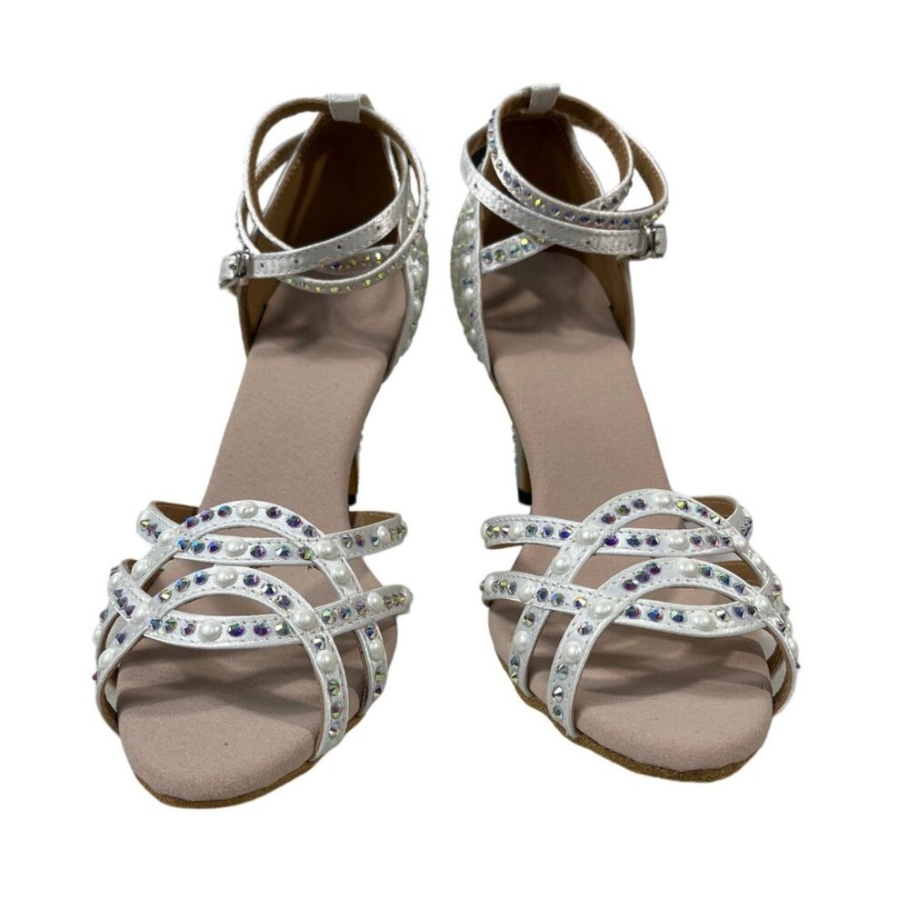 Customized Women’s Silver Ballroom Dance Heels Rhinestones Sz 8 (EU 38) NWOB - Picture 2 of 9